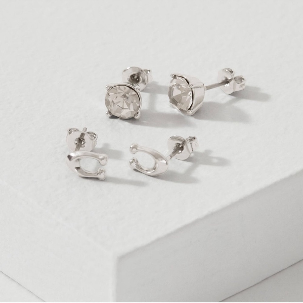COACH SIGNATURE C STUD EARRING SET - NWT